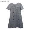 VIVIAN LIU薇薇安刘R2434110女装新款时尚V领短款短袖收腰连衣裙 商品缩略图0
