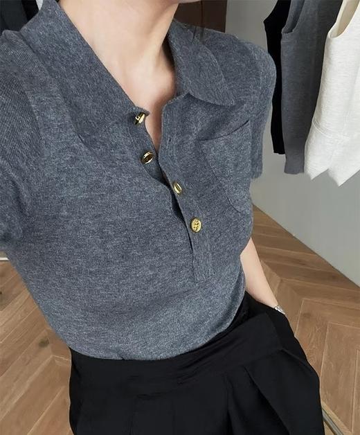 圣罗兰同款POLO小兜羊毛天丝衫 商品图2
