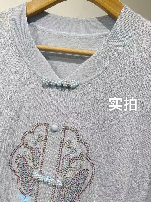 【YW】无忧购中老年妈妈新中式国风薄款针织冰丝透气短袖上衣2501(截单后7天发货) 商品图1