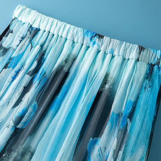 丁摩真丝半身裙女春季新款时尚洋气a字高腰显瘦桑蚕丝波西米亚旅游AL6659 商品图1