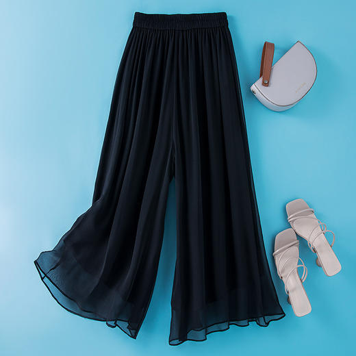 丁摩腰间蕾丝边真丝阔腿裙裤宽松舒适透气轻盈飘逸休闲裤夏季新款AL6643 商品图3