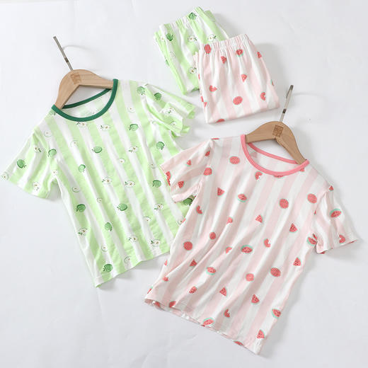 儿童短袖家居服套装夏天薄款优可丝男童女童睡衣套装类似莫代尔【110cm-130cm】 商品图1