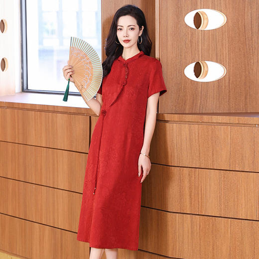 丁摩冠乐绉香云纱改良旗袍新国风桑蚕丝连衣裙AL221920 商品图5