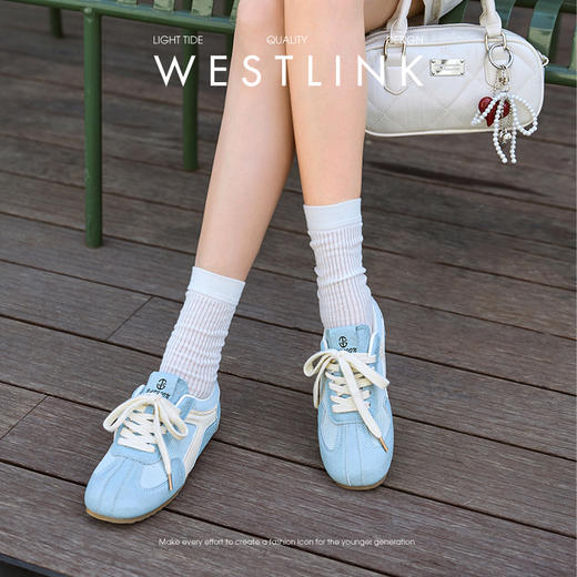 西遇平底德训鞋女新款春夏百搭彩色轻便运动休闲鞋低帮板鞋V0556544 商品图1