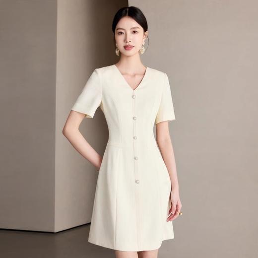 IWY/米色连衣裙女简约高级感气质显瘦裙子重要场合职业连身裙夏25Q751 商品图0