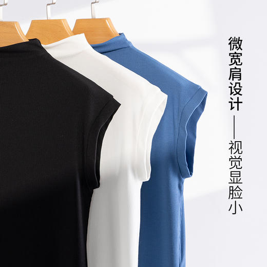 丁摩 含桑蚕丝半高领无袖打底衫女肌底衣JSY1800164 商品图2