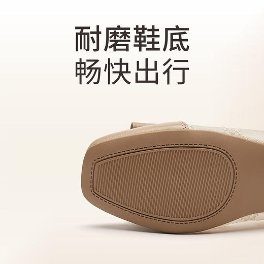 信诺真皮舒适单鞋女春夏新款轻便软底通勤粗跟浅口妈妈优雅女鞋子5C1935-15 商品图4