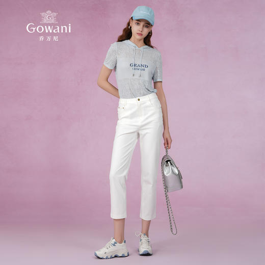 乔万尼夏季新品白色牛仔裤通勤显瘦裤子EM2F861 商品图3