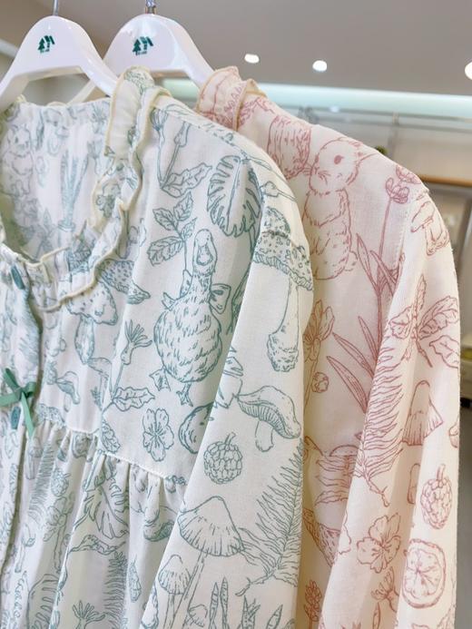 -松植屋女款藤蔓长袖纱布睡裙100%棉，双层柔纱软亲肤，越洗越软，夏季吸汗透气，长度过膝 商品图1