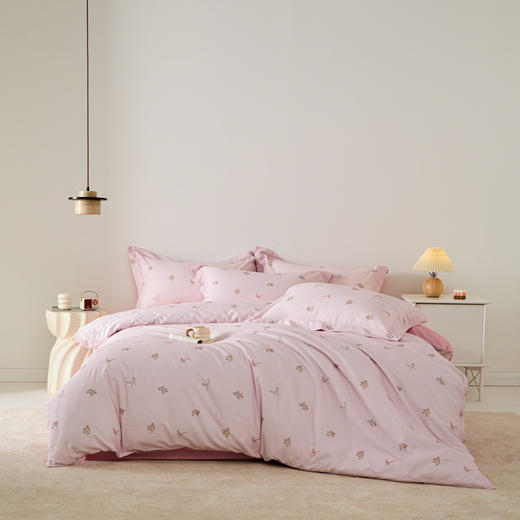 多喜爱/美眠康 100%全棉新疆斜纹印花四件套 杏花语/你好夏天/紫丁花开/粉枝蔓雨 商品图7