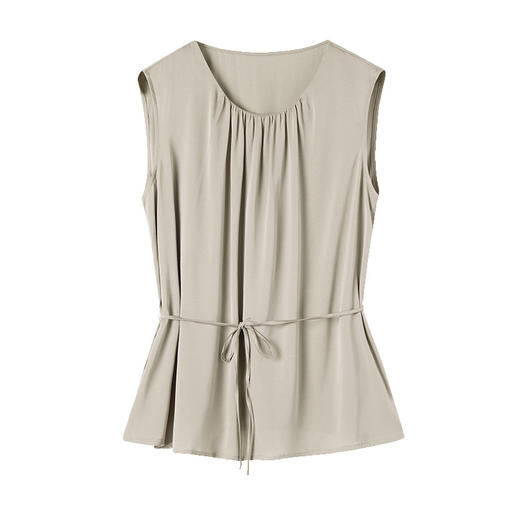 丁摩爆款纯色无袖真丝上衣新款宽松显瘦气质桑蚕丝T恤小衫AL54806 商品图4