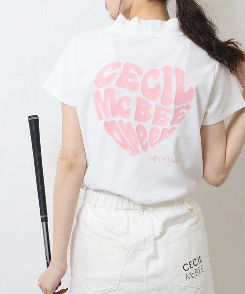 CECIL McBEE green 高尔夫女士 爱心字母印花半高领短袖 宽松百搭T恤 商品图3