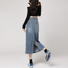 雀说梨型身材牛仔半身裙新款高腰复古小个子中长开叉A字裙AL709 商品缩略图4