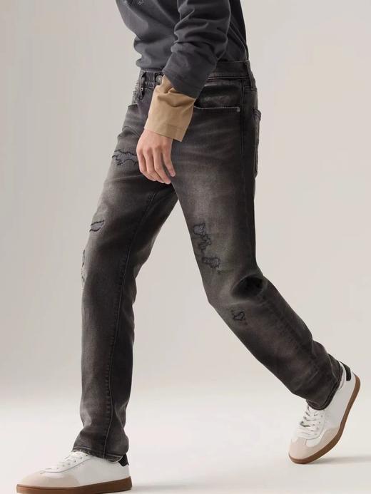 李维斯502黑色破洞补丁牛仔裤 商品图1