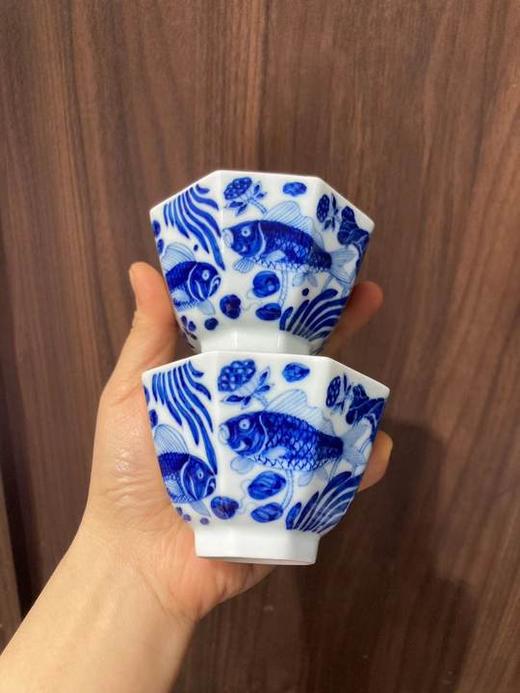 青花鱼藻纹六方杯 商品图0