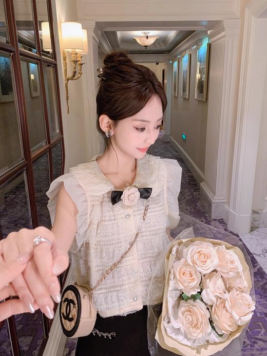 张心子【布蕾甜茶】富家千金风气质雪纺衫上衣 U2504050 商品图7