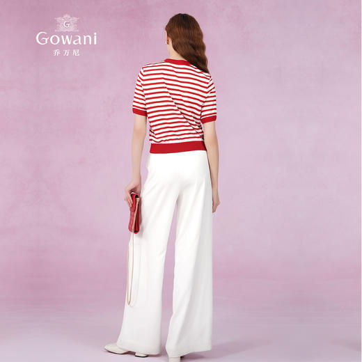 乔万尼针织衫女夏短袖减龄条纹设计EM2M891 商品图4