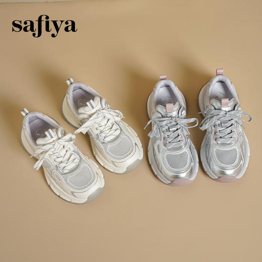 Safiya/索菲娅2025透气网面烫钻时尚百搭厚底休闲增高老爹鞋 SFD3112423 商品图8