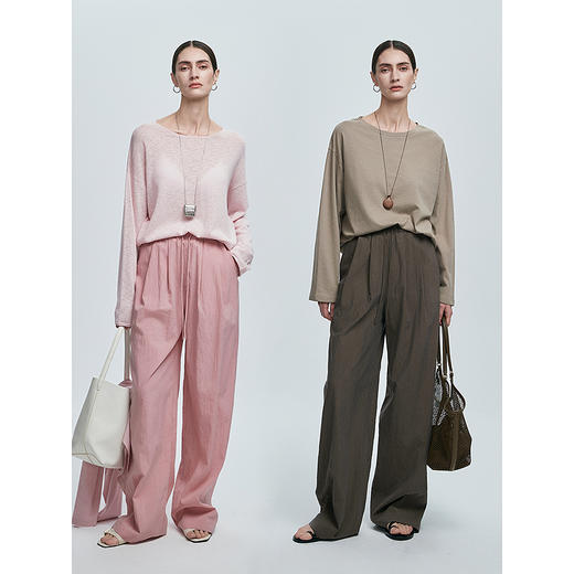 棉仓363618020-初棉肌理皱感轻薄透气阔腿裤 商品图4