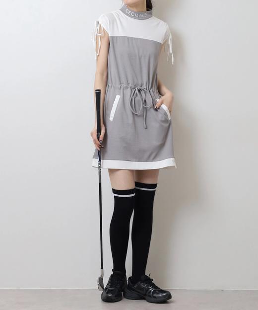 CECIL MCBEE 高尔夫 女士 双色网状透气撞色收腰小高领连衣裙 商品图1