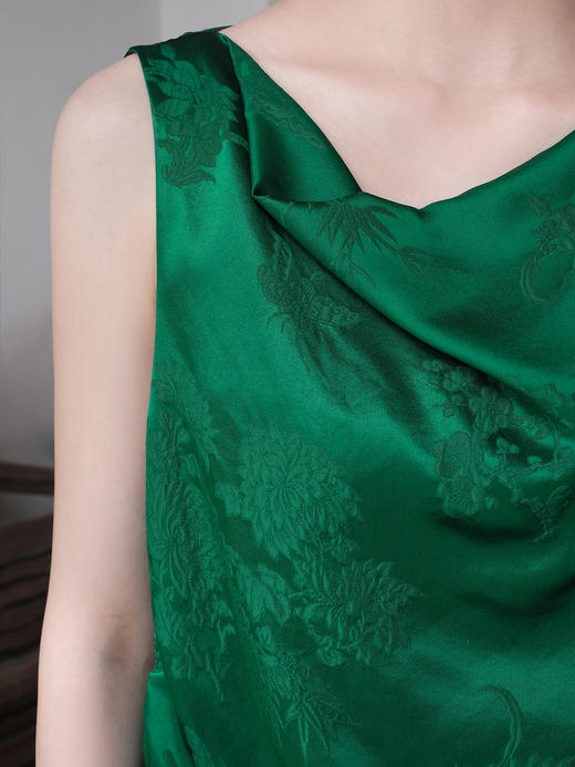 盛唐牡丹| 船领抓褶真丝背心 商品图3