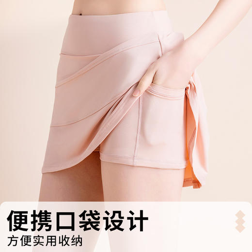 假两件运动短裙瑜伽防走光百褶裙女冰感高腰弹力大码a字半身 商品图2