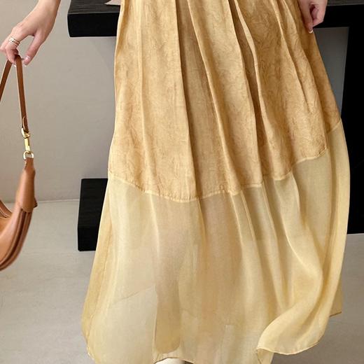 洛诗琳04612气质拼接半身裙2025夏季蚕丝混纺暗纹提花裙22211 商品图0