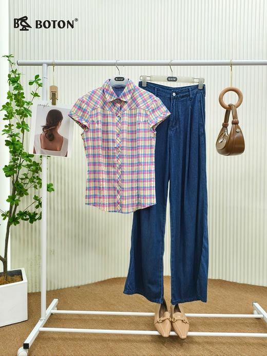 【第2件半价！尾货清仓不退换】波顿女士休闲格仔短袖衬衫LS730215 商品图2