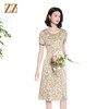 佐尔美夏季新款时尚气质碎花桑蚕丝短袖连衣裙女M42LS55 商品缩略图3