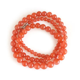 天然细腻约5.1-10.5MM樱桃红南红玛瑙项链女士现售价：1680！（特价）230425XY06