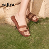 Safiya/索菲娅2025时尚露趾金属扣方头复古休闲玛雅风平底拖SFD2110367 商品缩略图4