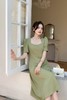 Le Malene 豆绿色方领泡泡袖连衣裙 18199 商品缩略图1