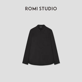 ROMI STUDIO原生肌理感极简黑翻领衬衣RWCSSJ2153