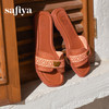 Safiya/索菲娅2025时尚露趾金属扣方头复古休闲玛雅风平底拖SFD2110367 商品缩略图0