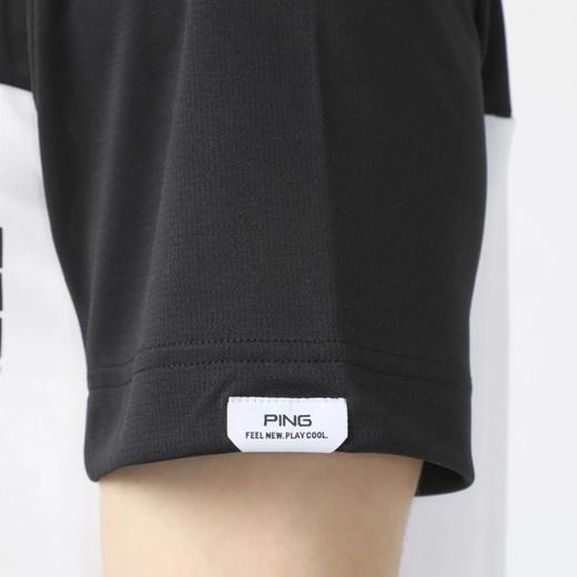 PING 高尔夫 男士夏季 接触冷感短袖T恤 黑白拼接网眼透气Polo衫 商品图3