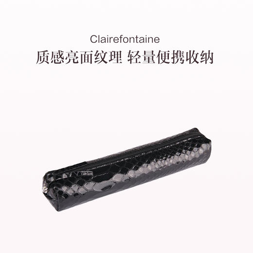 保税直发 Clairefontaine 羊皮黑蟒纹笔袋 L19.5xW4xH2.5cm 商品图0