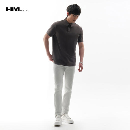 HIM漢崇  舒适透气珠地棉反领T恤男士商务通勤短袖polo衫 2026夏季 商品图1