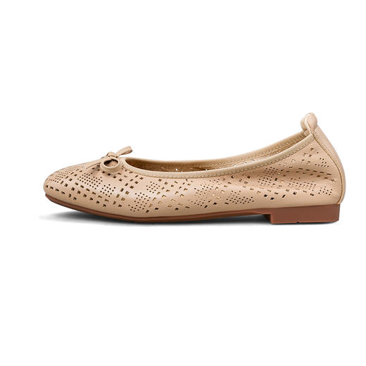 Safiya/索菲娅2025时尚浅口真皮透气低跟方头蝴蝶结平底单鞋SFD3111402 商品图9