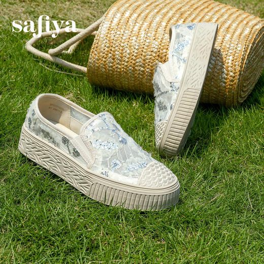 预售10天|Safiya/索菲娅春夏百搭懒人编织透气休闲蕾丝渔夫鞋SFD1112232 商品图7