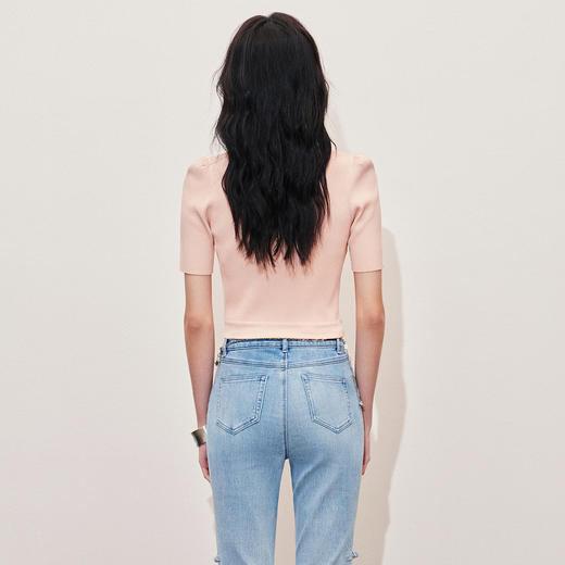 温柔甜美风套头针织衫设计感夏季上衣女修身显瘦(货号:MS85SW064R0003) 商品图4