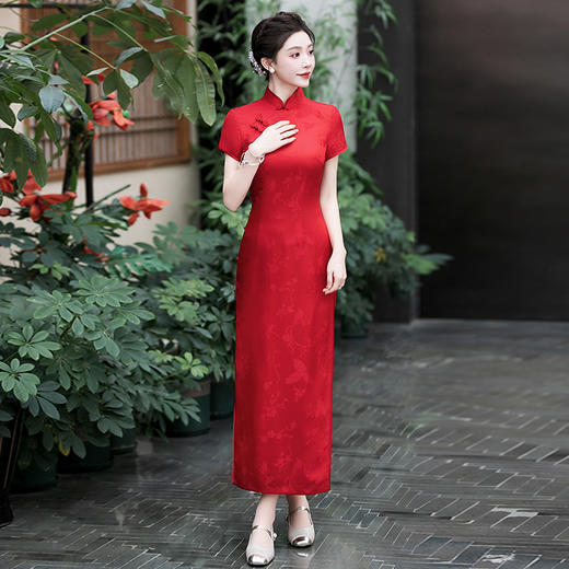 WX-ZS-25011春季新款真丝旗袍中式桑蚕丝连衣裙送考宴席日常 ZS-25011 商品图3
