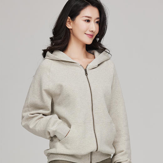 素道天然有机彩棉情侣连帽卫衣 长袖灰色运动服 套头男女同款休闲 商品图1