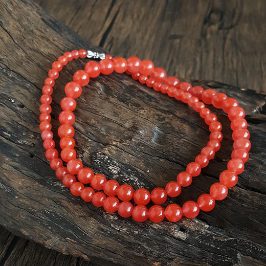 天然细腻约5.1-10.5MM樱桃红南红玛瑙项链女士现售价：1680！（特价）230425XY06 商品图3