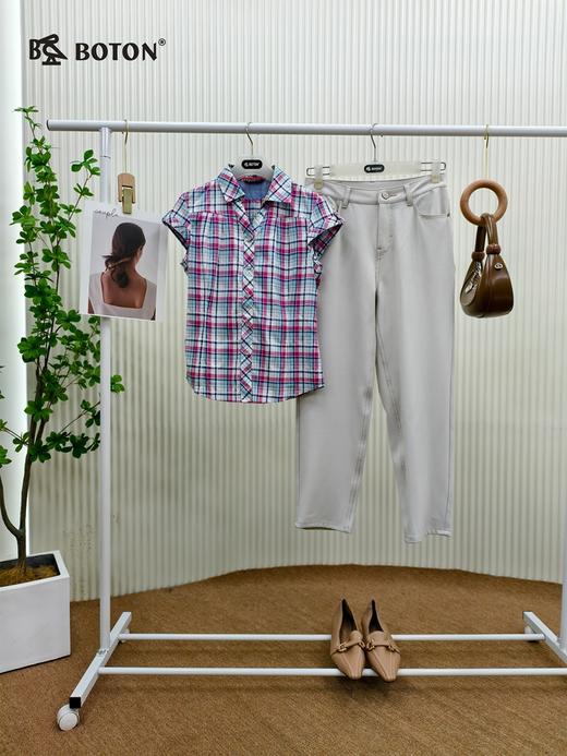 【第2件半价！尾货清仓不退换】波顿女士休闲格仔短袖衬衫LS735216 商品图3