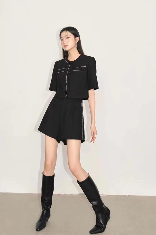 ESTELLICA 黑色小香风圆领外套短裤套装 18202 商品图5