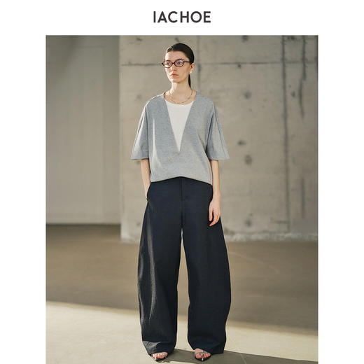 棉仓3631501005-IACHOE深V假两件T恤 商品图2