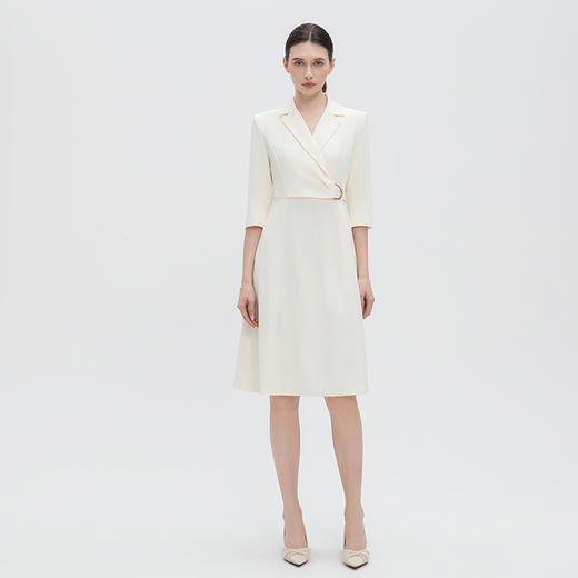 IWY/气质米白色西装连衣裙女气质高端教资面试职业裙七分袖正装Q14314 商品图0