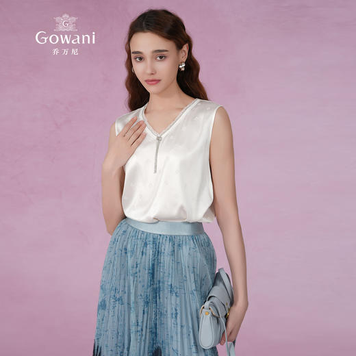 乔万尼真丝无袖小衫桑蚕丝t恤背心简约ET2H232 商品图1