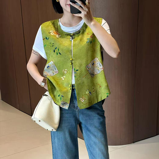 【不退不换】【现货】良木礼天丝国风马甲 商品图0