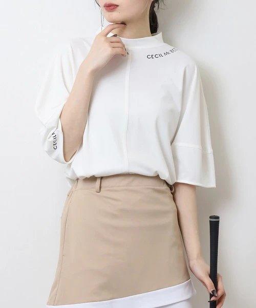 CECIL McBEE green 高尔夫女士 宽松落肩字母半袖T恤 简约舒适 商品图3